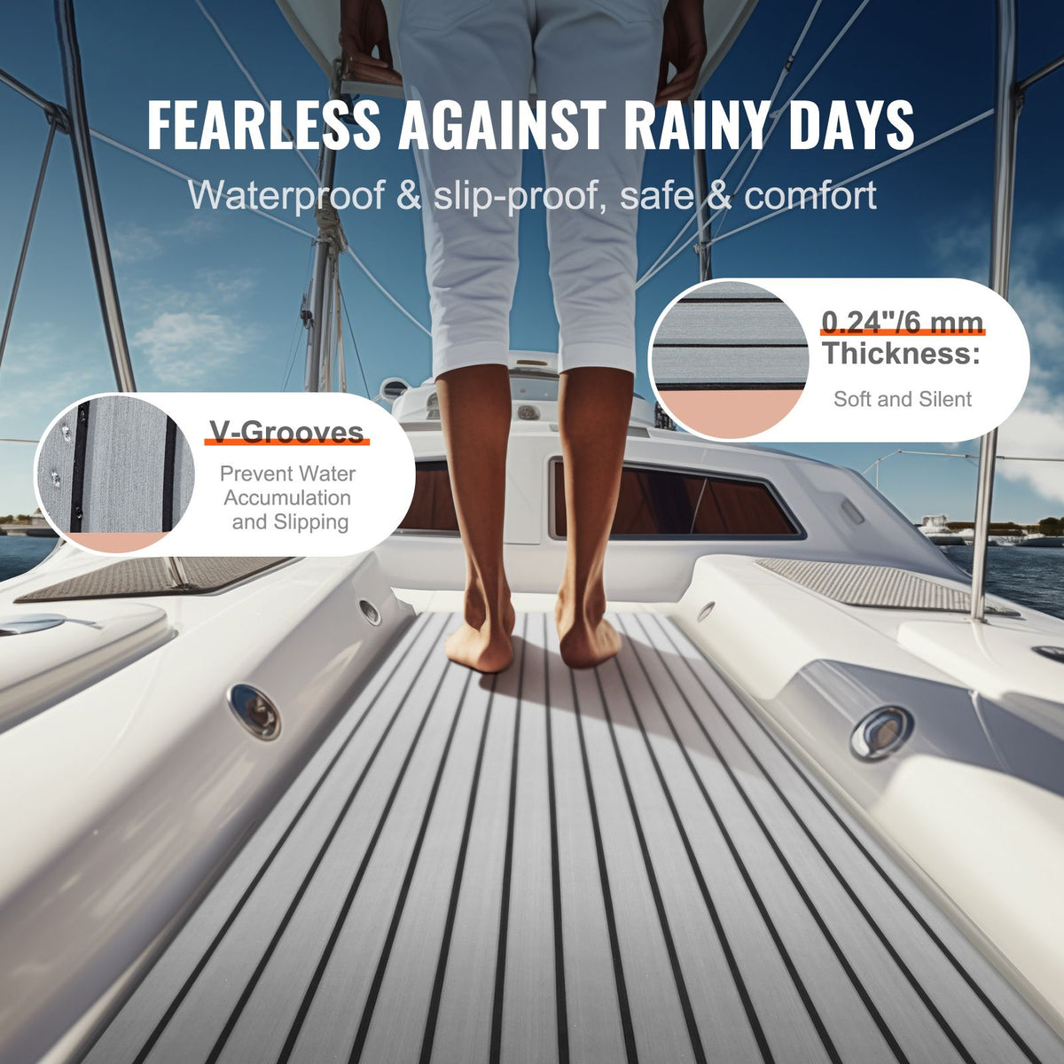 Boat Flooring, EVA Foam Boat Decking 94.5" x 35.4", Non-Slip Self-Adhesive Flooring, 23.2 sq.ft Marine Carpet for Boats, Yacht, Pontoon, Kayak Decking