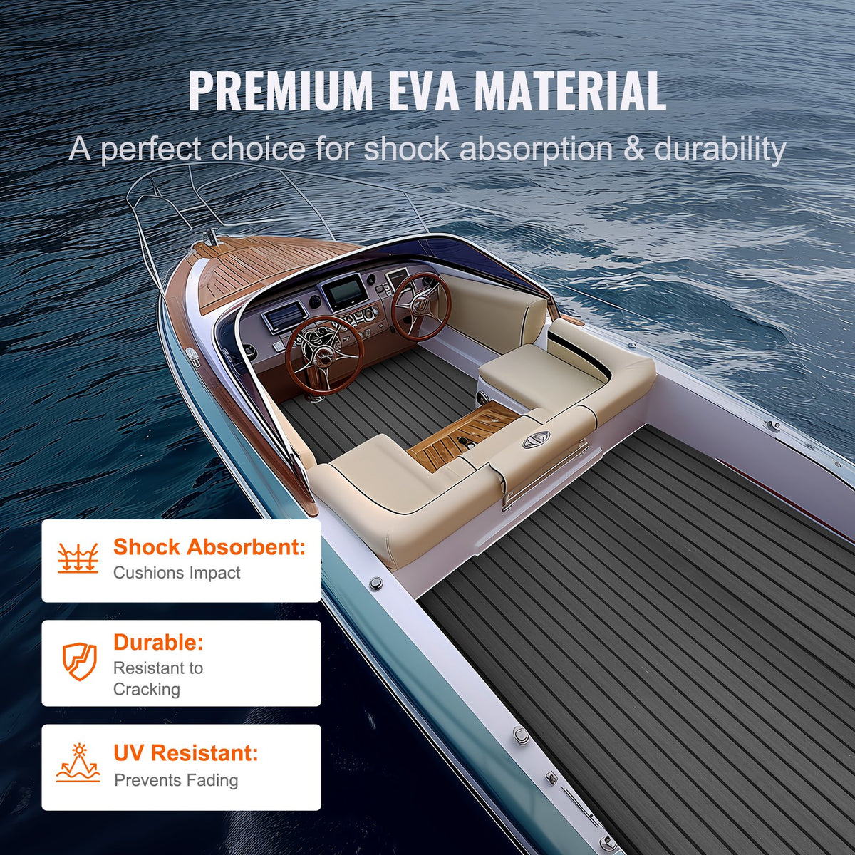 Boat Flooring, EVA Foam Boat Decking 94.5" x 17.7", Non-Slip Self-Adhesive Flooring, 11.6 sq.ft Marine Carpet for Boats, Yacht, Pontoon, Kayak Decking