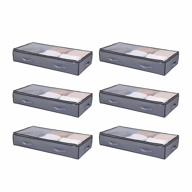 6-Pack 90L Under Bed Storage Bins Clear Lids