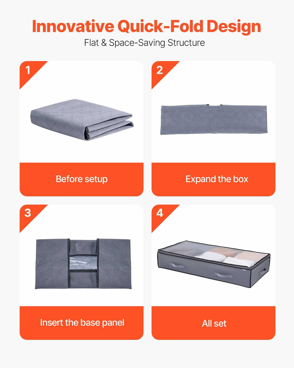 Under Bed Storage with Clear Lids, 996 x 500 x 180 mm, 90L Large Underbed Clothes Storage Containers, Low Profile Under Bed Drawer Shoe Organizer Bins Box for Blanket Shoe Bedroom, 6 Pack