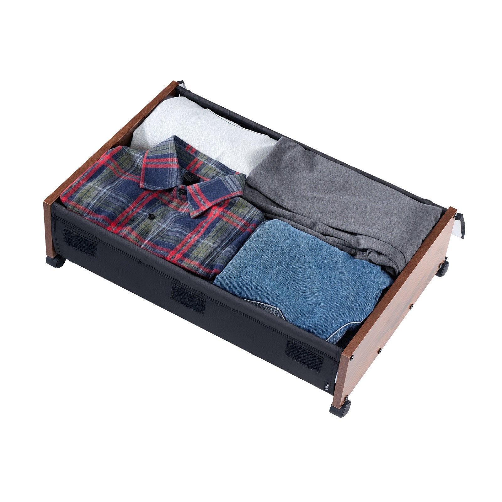 Under Bed Storage with Wheels, 650 x 460 x 180 mm Underbed Containers, Underbed Shoes Organizer with Lockable Wheels, Rolling Under the Bed Storage Bins for Clothes, Shoes, Blankets, 2 Pack