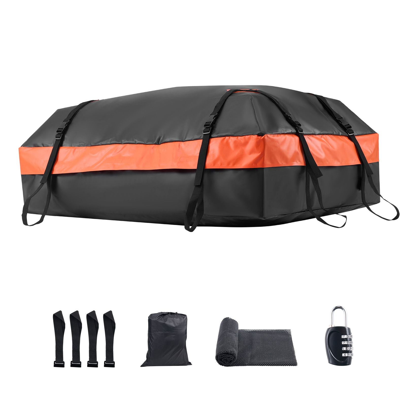 Car Rooftop Cargo Carrier Bag, 15 Cubic Feet Car Roof Cargo Carrier, 100% Waterproof Heavy Duty 840D PVC Roof Luggage Bag for All Vehicle with/without Rack- with Lock, Non-Slip Mat, 4 Door Hooks