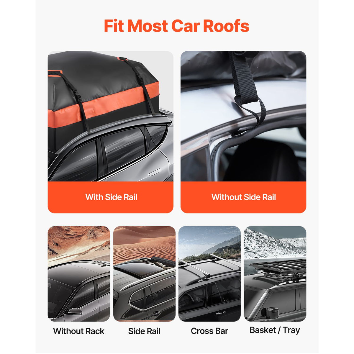 Car Rooftop Cargo Carrier Bag, 15 Cubic Feet Car Roof Cargo Carrier, 100% Waterproof Heavy Duty 840D PVC Roof Luggage Bag for All Vehicle with/without Rack- with Lock, Non-Slip Mat, 4 Door Hooks