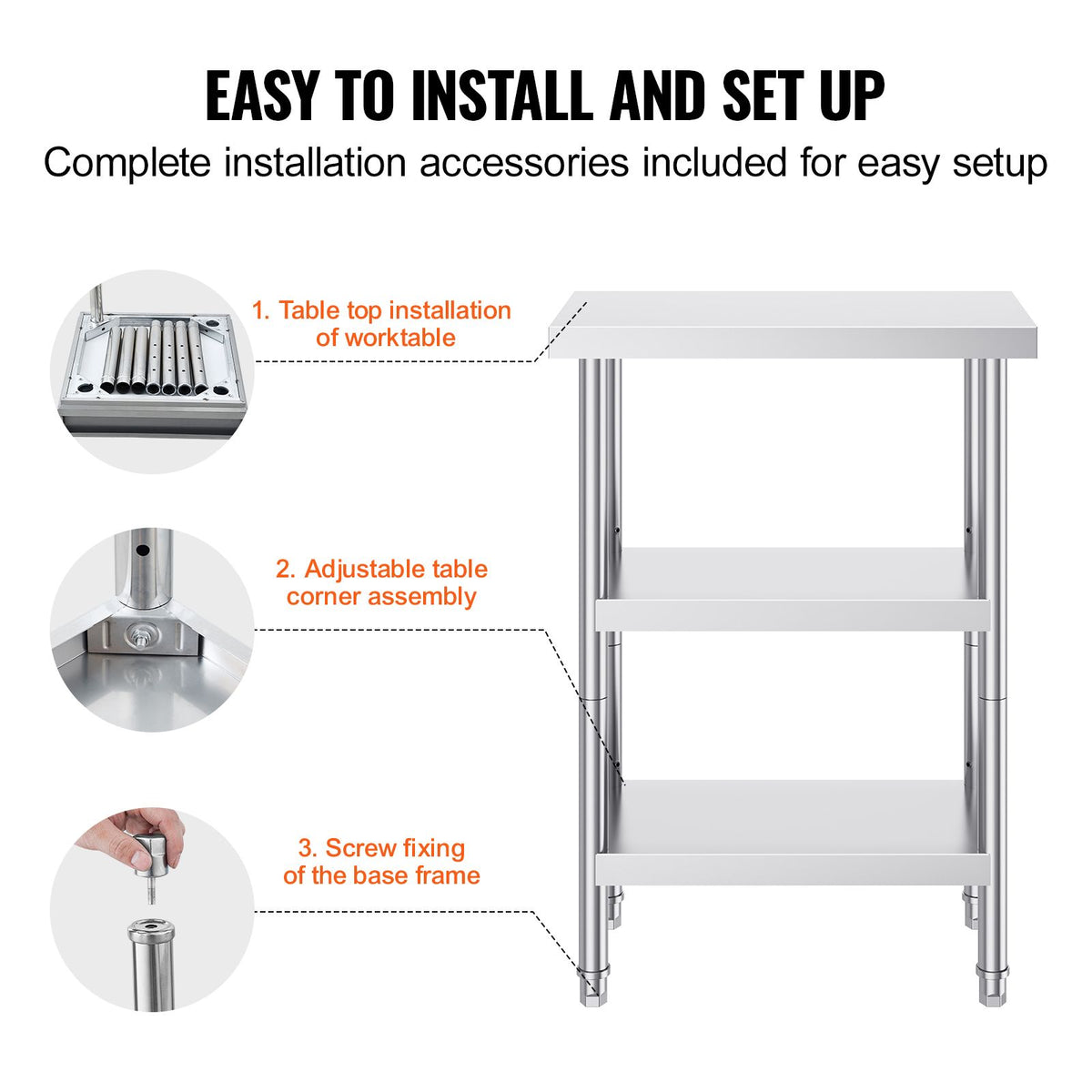 Stainless Steel Food Prep Table, 14 x 24 x 34 Inch Co - V952-CFBXGGZTSCGZZZ9YVV0