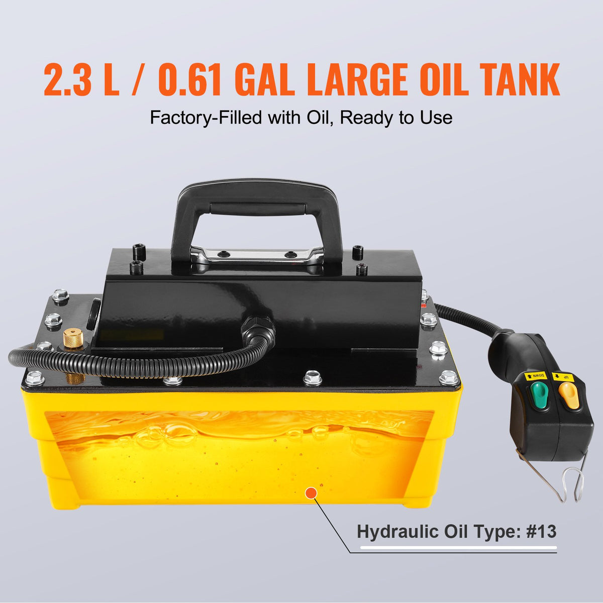 10,000PSI Air Hydraulic Pump, 2.3 L Reservoir, NPT 3/8 In Oil Outlet, NPT 1/4 In Inlet, Air Actuated Foot Pump with Remote Control Actuator, for Automobile Frame Machine & Hydraulic Press