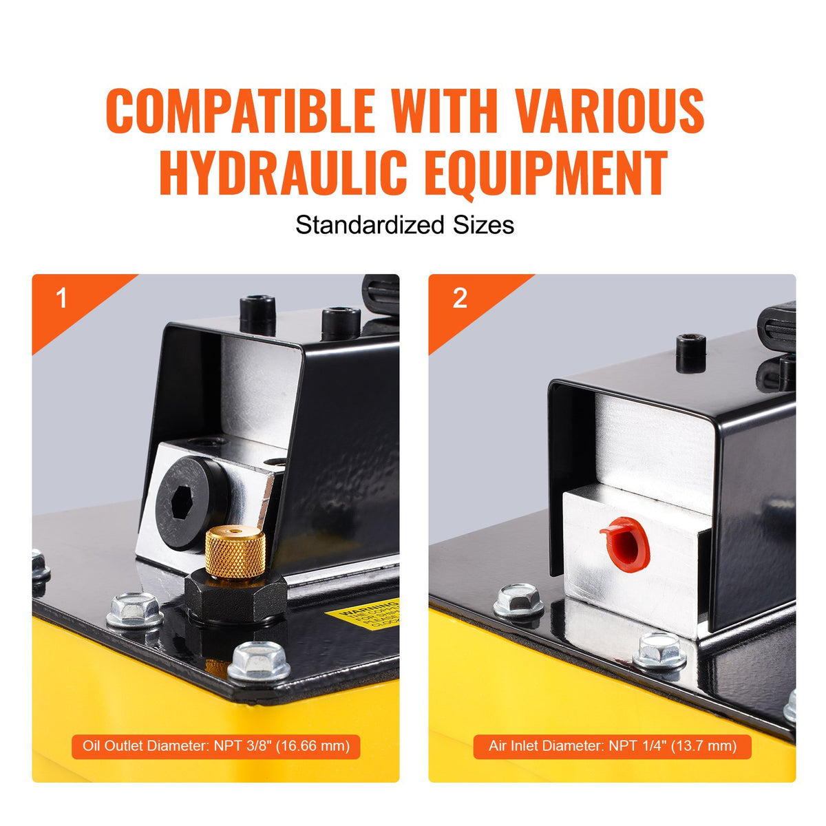 10,000PSI Air Hydraulic Pump, 2.3 L Reservoir, NPT 3/8 In Oil Outlet, NPT 1/4 In Inlet, Air Actuated Foot Pump with Remote Control Actuator, for Automobile Frame Machine & Hydraulic Press