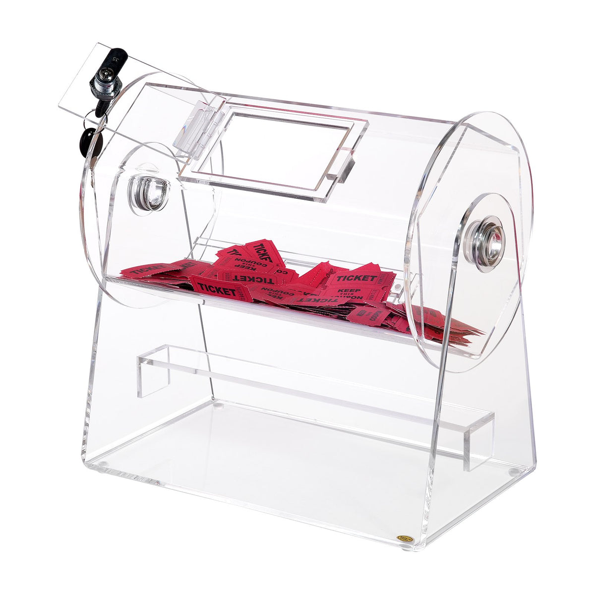 Acrylic Raffle Drum, Holds 2500 Tickets or 100 Raffle Balls, Professional Raffle Ticket Spinning Cage with 2 Keys, Transparent Lottery Spinning Drawing, Raffle Ticket Box for Lottery Games Bingo