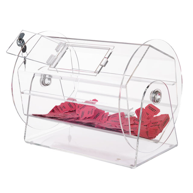 Acrylic Raffle Drum 5000 Tickets 200 Balls with Keys