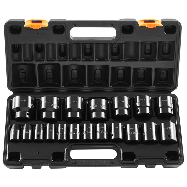 19pc 1/2in Drive Impact Socket Set 3/8-1.5in