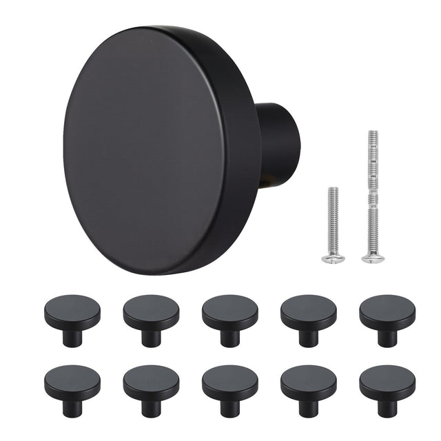 10-Pack 32mm Black Zinc Cabinet Knobs