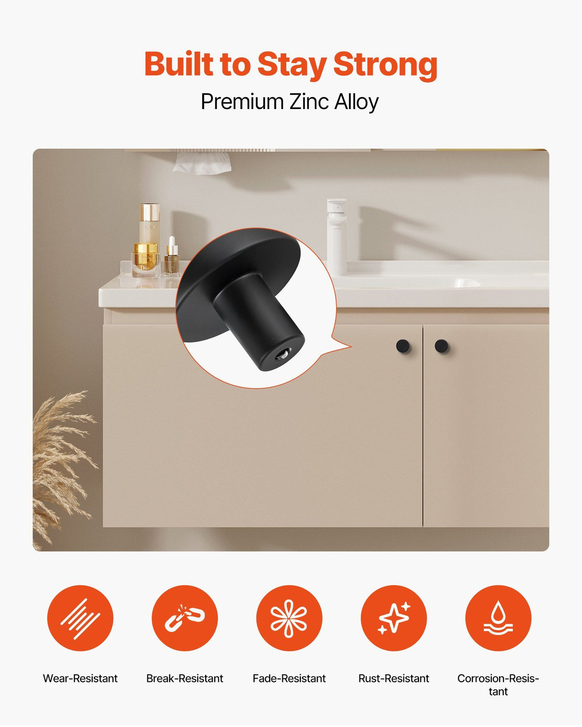 Cabinet Knobs, 10 Pack, 32 mm Black Zinc Alloy Drawer Pulls & Door Handles, Mushroom Kitchen Solid Knobs Dresser Handles, Cupboard Hardware with Screws for Bathroom Closet Cabinets and Drawers