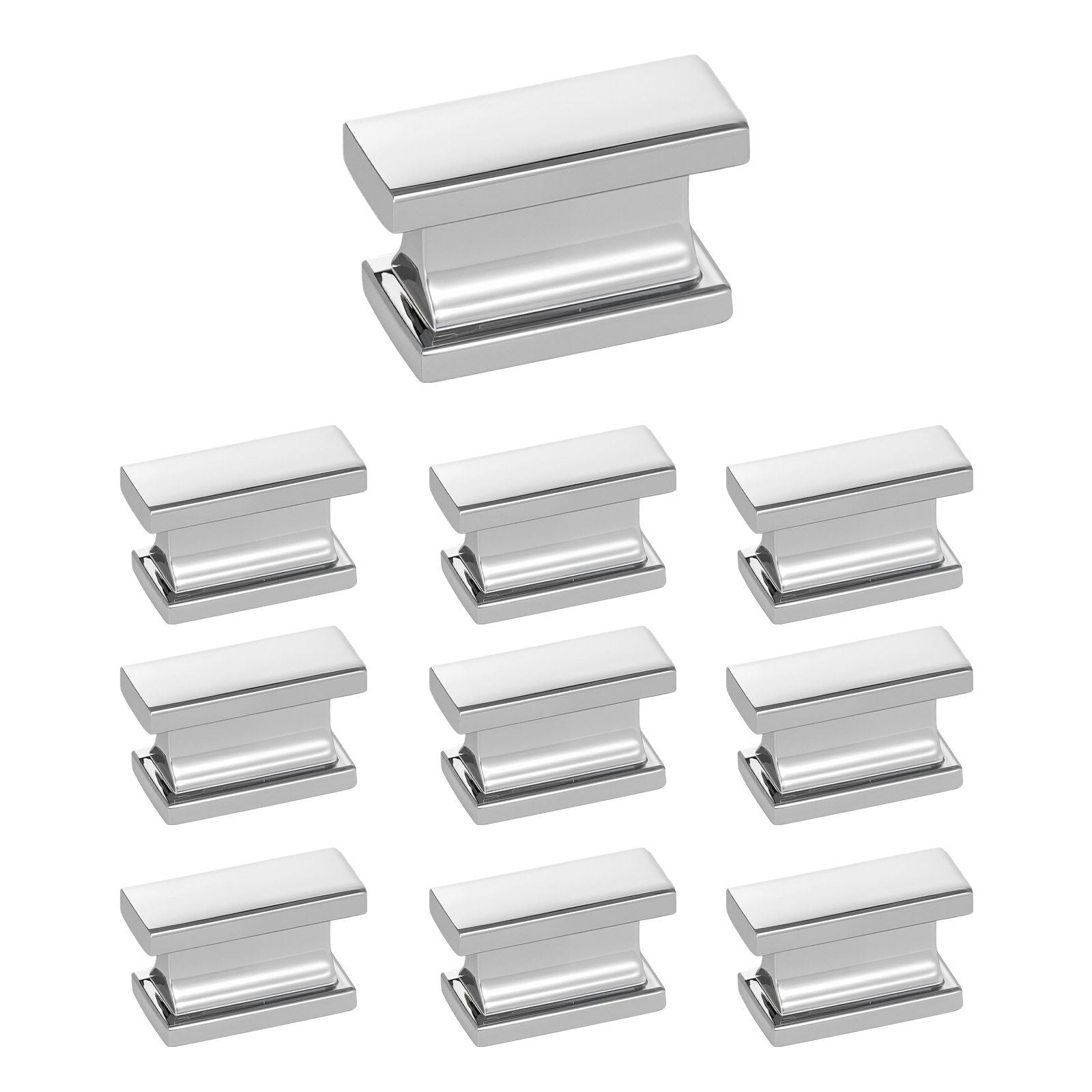 Cabinet Knobs, 10 Pack, 36 mm Zinc Alloy Drawer Pulls Door Handles, Rectangular Kitchen Dresser Solid Knobs, Cupboard Hardware with Screws for Bathroom Closet Cabinets Drawers, Chrome Color