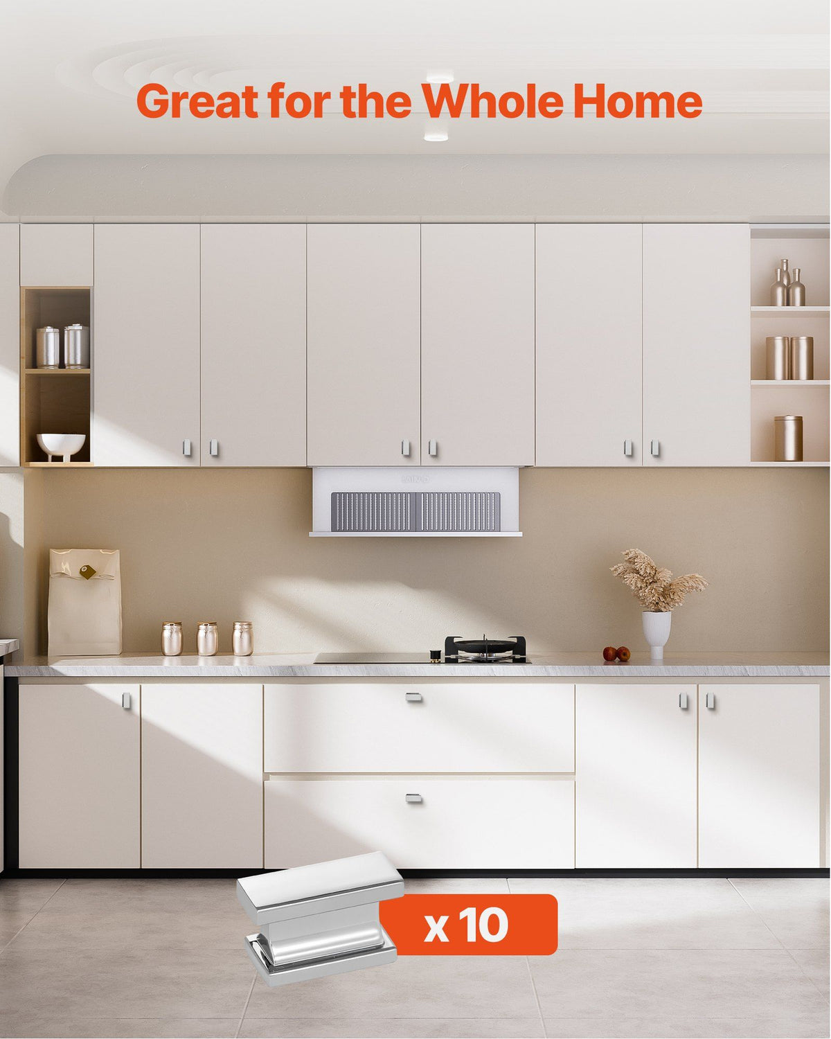 Cabinet Knobs, 10 Pack, 36 mm Zinc Alloy Drawer Pulls Door Handles, Rectangular Kitchen Dresser Solid Knobs, Cupboard Hardware with Screws for Bathroom Closet Cabinets Drawers, Chrome Color