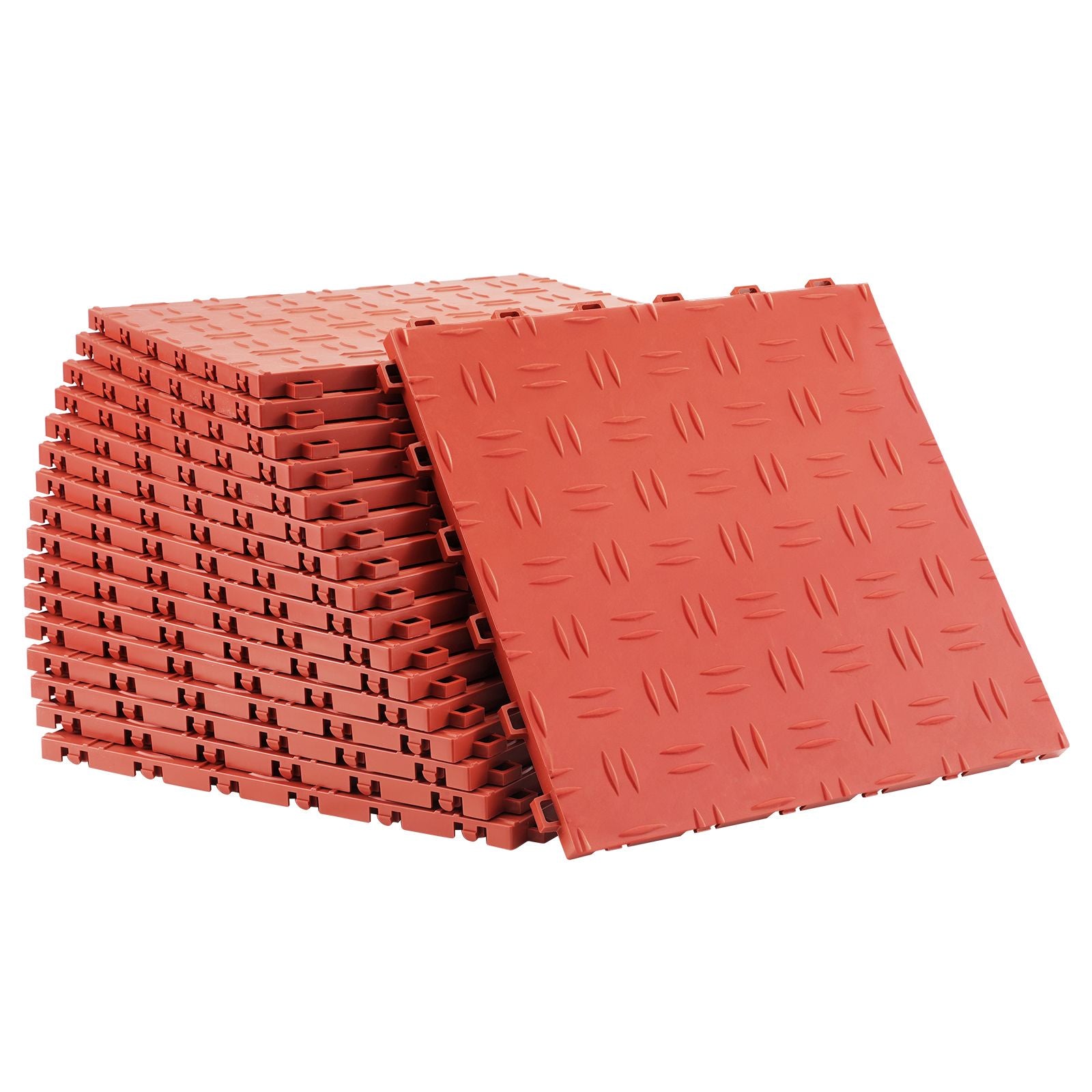 Garage Tiles Interlocking, 12 x 12 x 0.53 inch 25 Pack Garage Floor Covering Tiles, Non-Slip Double-Sided Texture Garage Flooring Tiles, for Garages, Basements, Repair Shops, Red