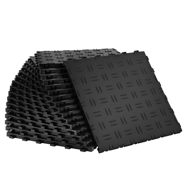 25-Pack 12x12in Interlocking Garage Floor Tiles Non-Slip Black