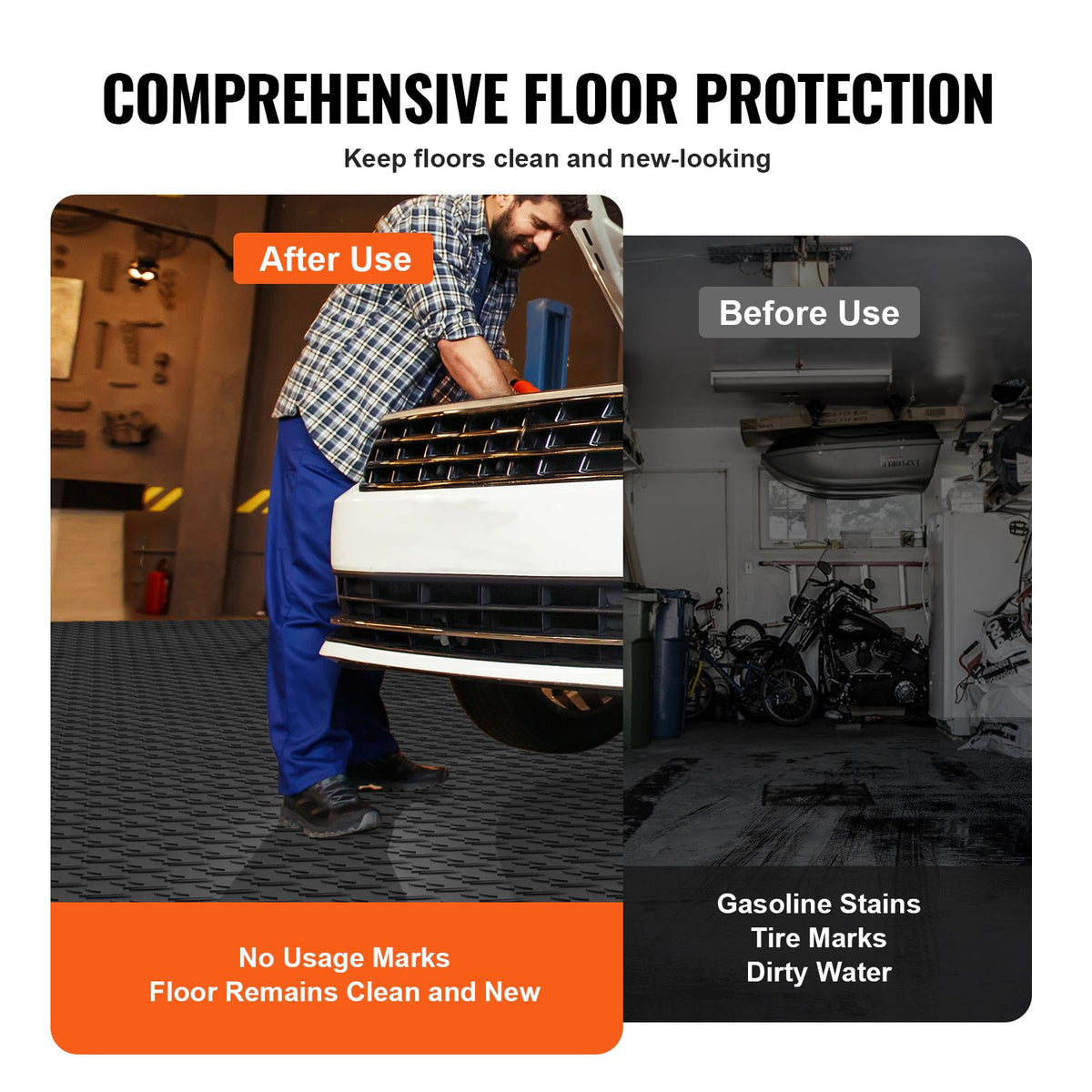 Garage Tiles Interlocking, 12 x 12 x 0.53 inch 25 Pack Garage Floor Covering Tiles, Non-Slip Double-Sided Texture Garage Flooring Tiles, for Garages, Basements, Repair Shops, Black