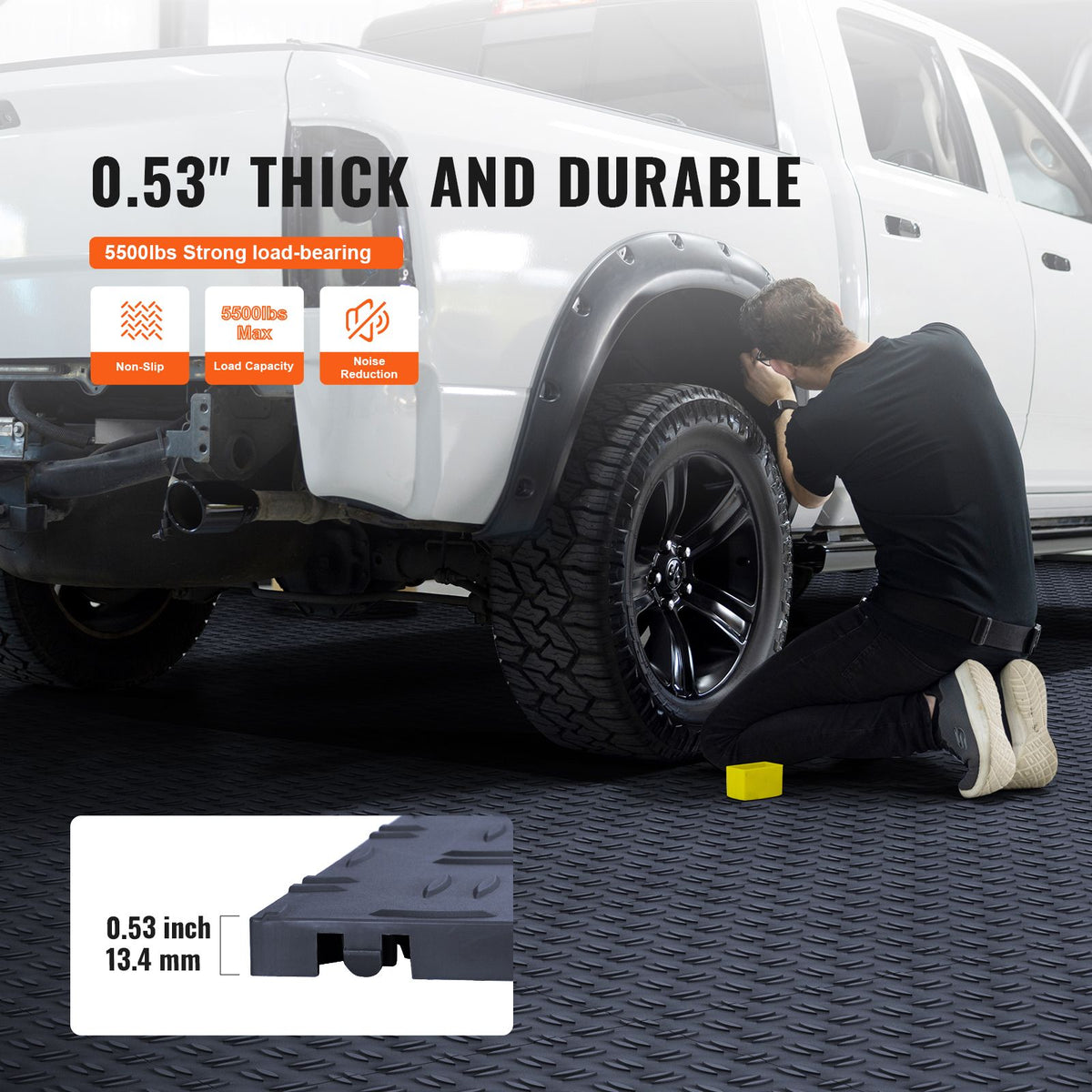 Garage Tiles Interlocking, 12 x 12 x 0.53 inch 25 Pack Garage Floor Covering Tiles, Non-Slip Double-Sided Texture Garage Flooring Tiles, for Garages, Basements, Repair Shops, Graphite Gray