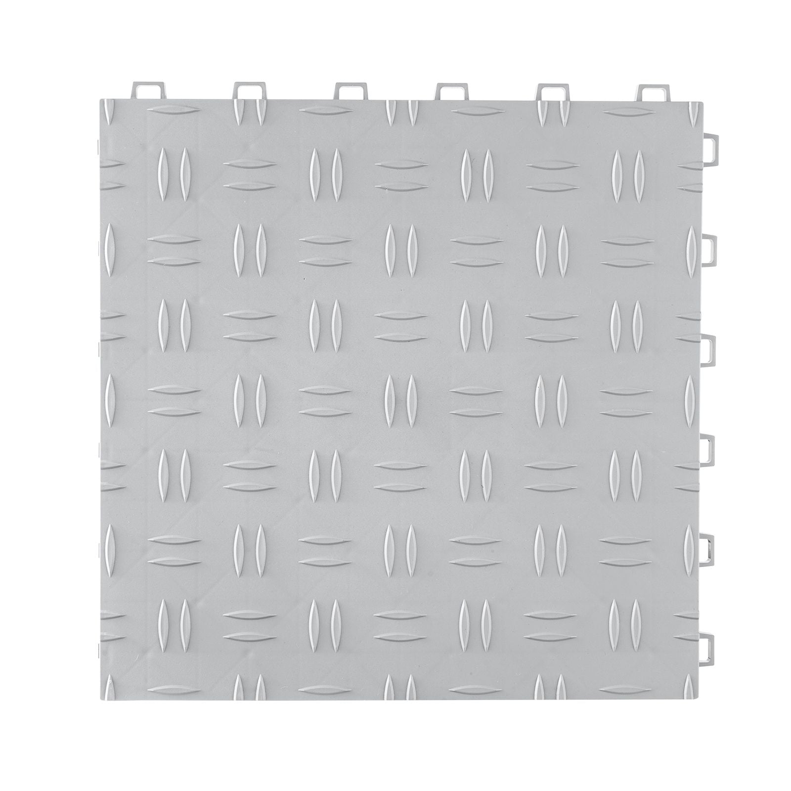 Garage Tiles Interlocking, 305 x 305 x 13.4 mm 25 Pack Garage Floor Covering Tiles, Non-Slip Double-Sided Texture Garage Flooring Tiles, for Garages, Basements, Repair Shops, Silver