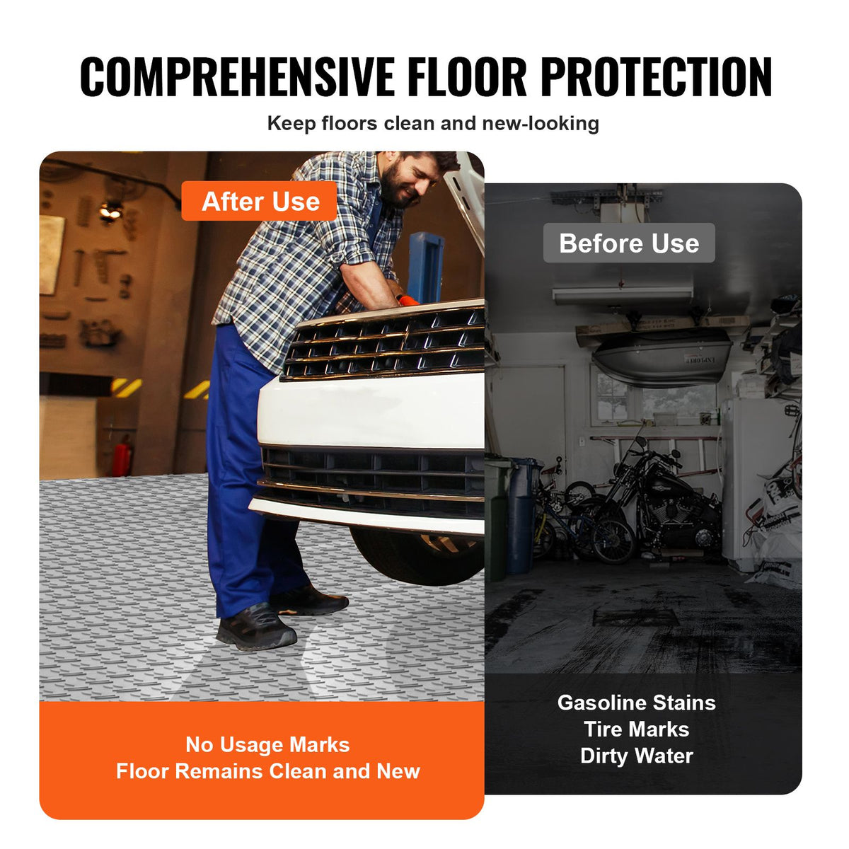 Garage Tiles Interlocking, 305 x 305 x 13.4 mm 25 Pack Garage Floor Covering Tiles, Non-Slip Double-Sided Texture Garage Flooring Tiles, for Garages, Basements, Repair Shops, Silver