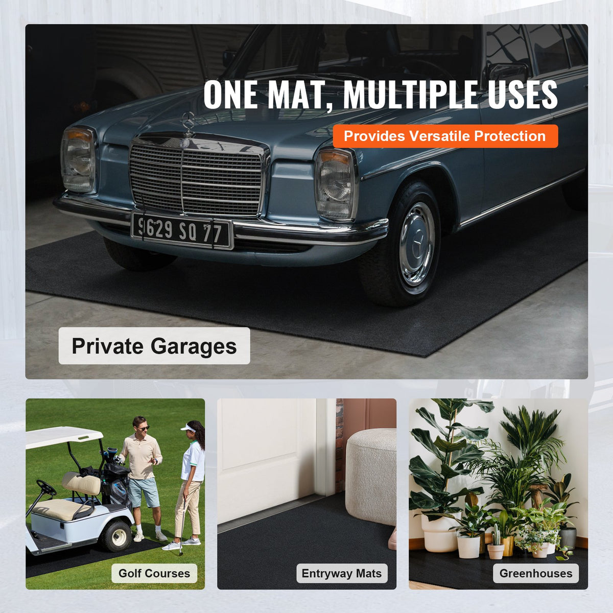Waterproof Garage Floor Mat for Under Car, 914.4x1524 MM Compact Size Heavy Duty Containment Mat with Strong Grip, Protects Garage Floor from Water, Mud and Oil, For Garages,Greenhouses,Entrance
