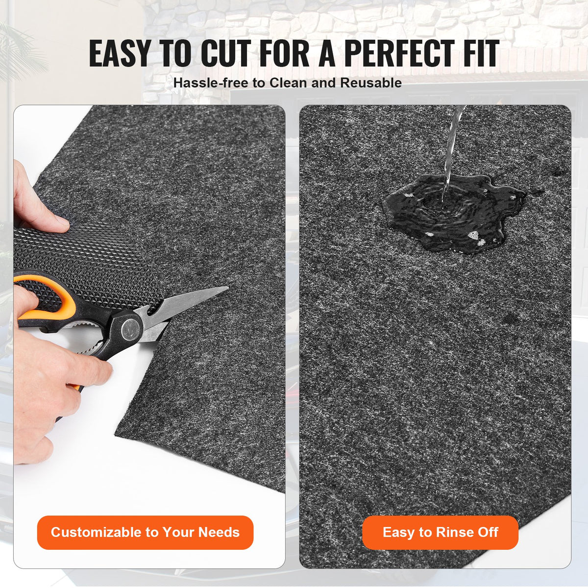 Waterproof Garage Floor Mat for Under Car, 914.4x1524 MM Compact Size Heavy Duty Containment Mat with Strong Grip, Protects Garage Floor from Water, Mud and Oil, For Garages,Greenhouses,Entrance