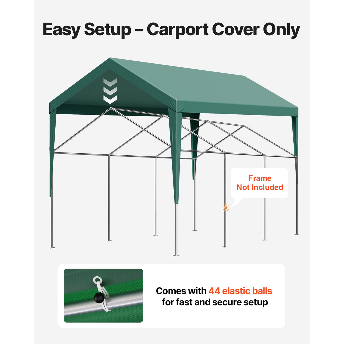 Carport Replacement Canopy, 6 x 3 m Potable Garage Tent Top Tarp, UV-Resistant & Waterproof Car Shelter Tarp, Heavy Duty Car Port Cover with Ball Buggees, Dark Green, Frame Not Included