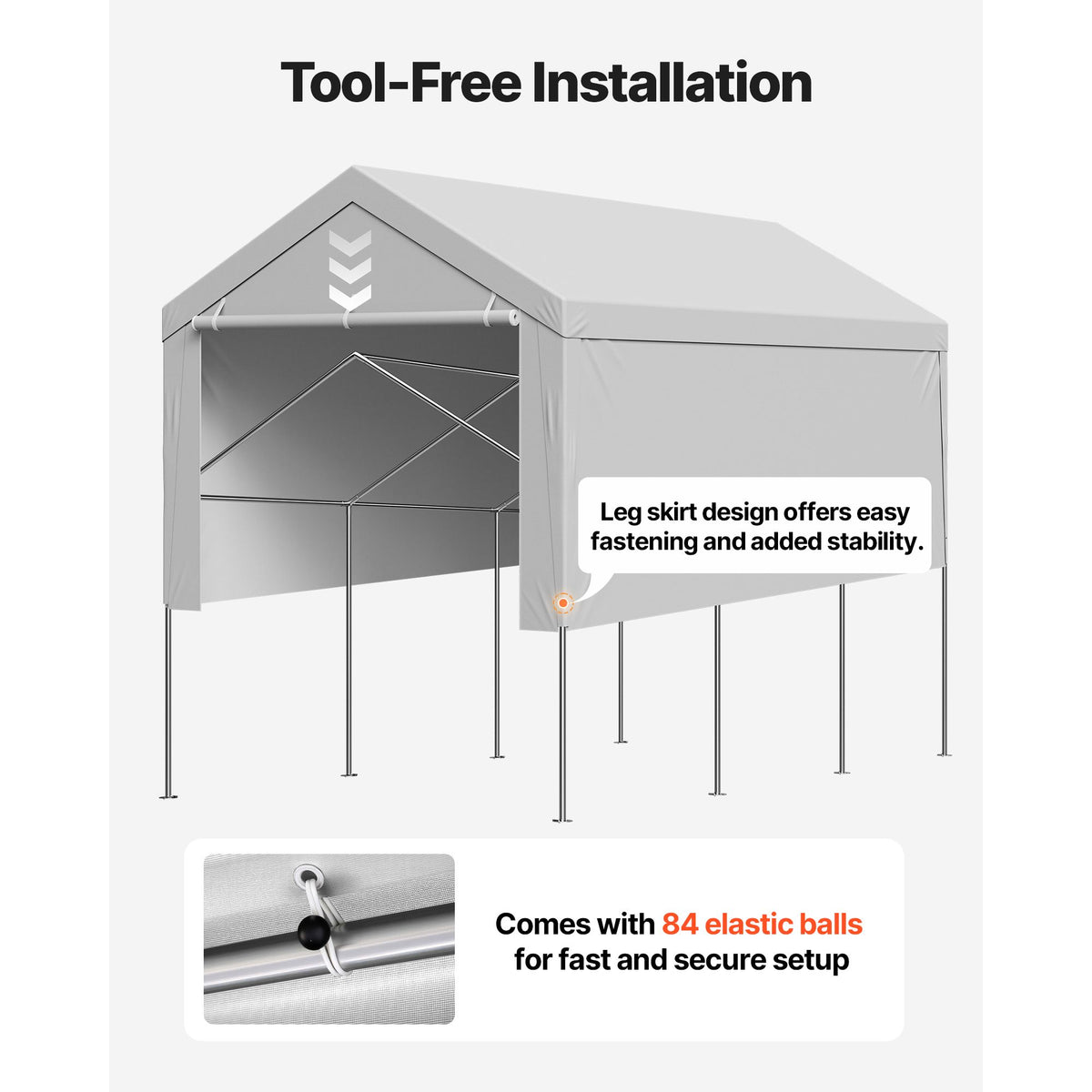 Carport Replacement Canopy, 6x 3.6 m Potable Garag - V952-CKPB12X20FTHX72QR001V0