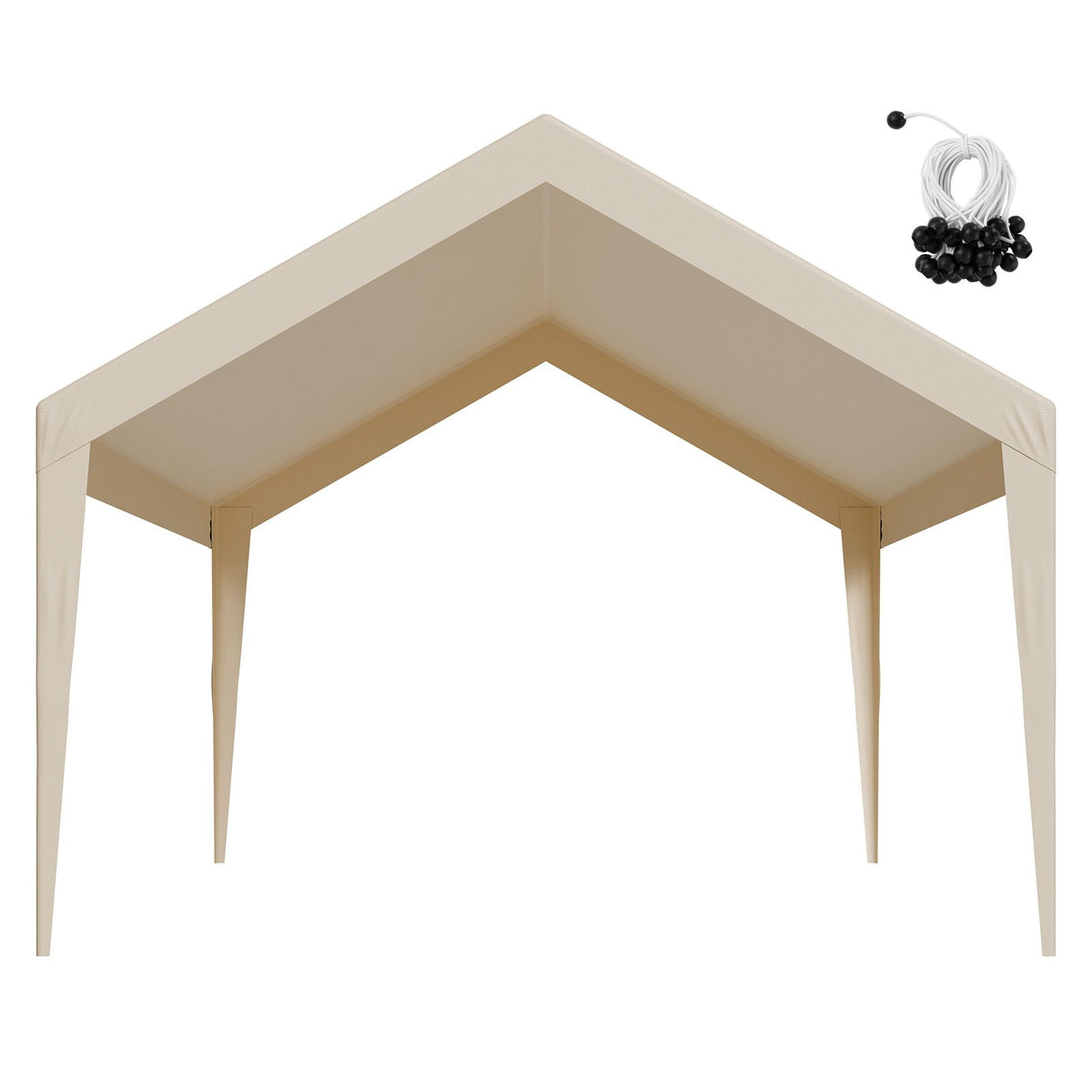 Carport Replacement Canopy, 6 x 3.6 m Potable Garage Tent Top Tarp, UV-Resistant & Waterproof Car Shelter Tarp, Heavy Duty Car Port Cover with Ball Buggees, Beige, Frame Not Included