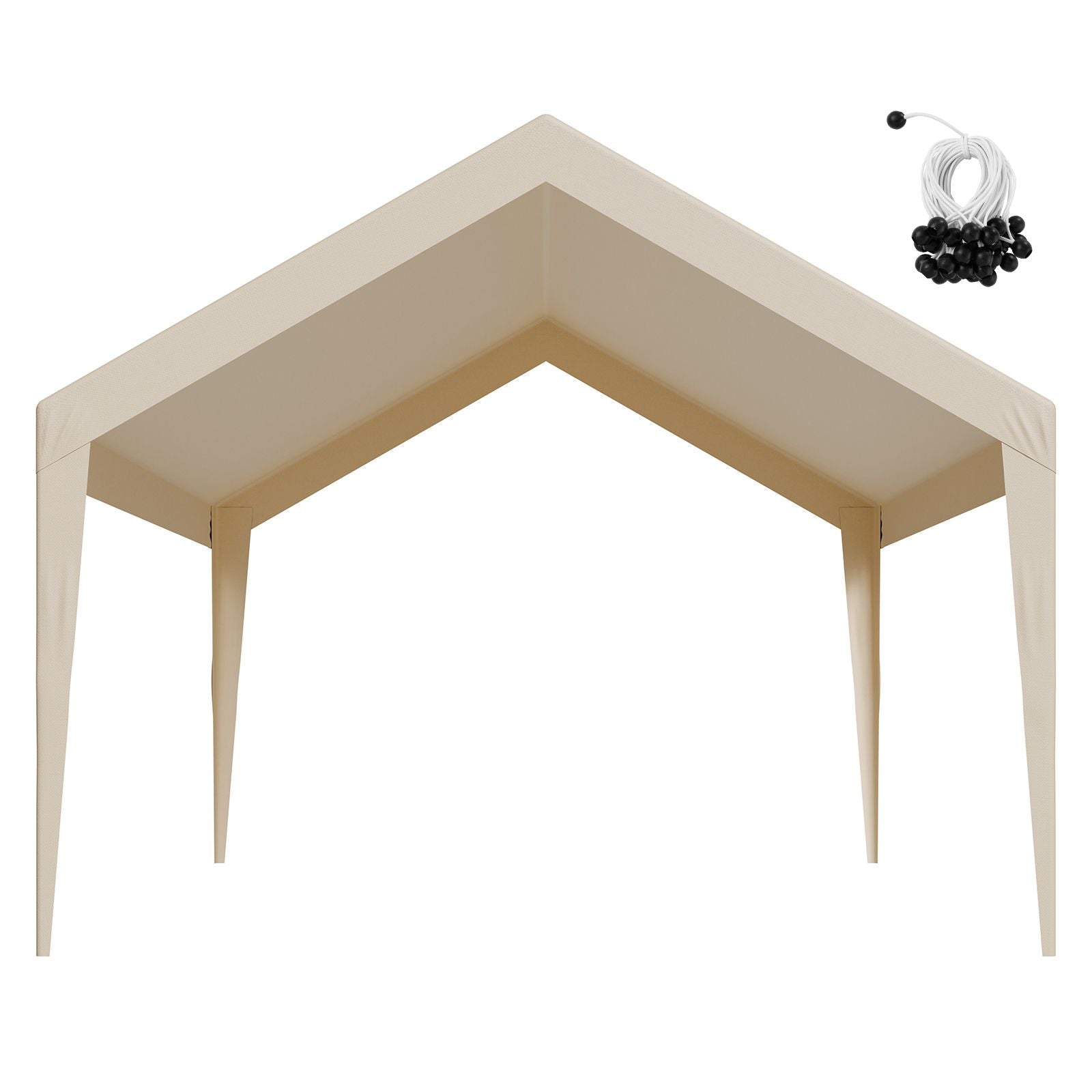 Carport Replacement Canopy, 6 x 3.6 m Potable Garage Tent Top Tarp, UV-Resistant & Waterproof Car Shelter Tarp, Heavy Duty Car Port Cover with Ball Buggees, Beige, Frame Not Included