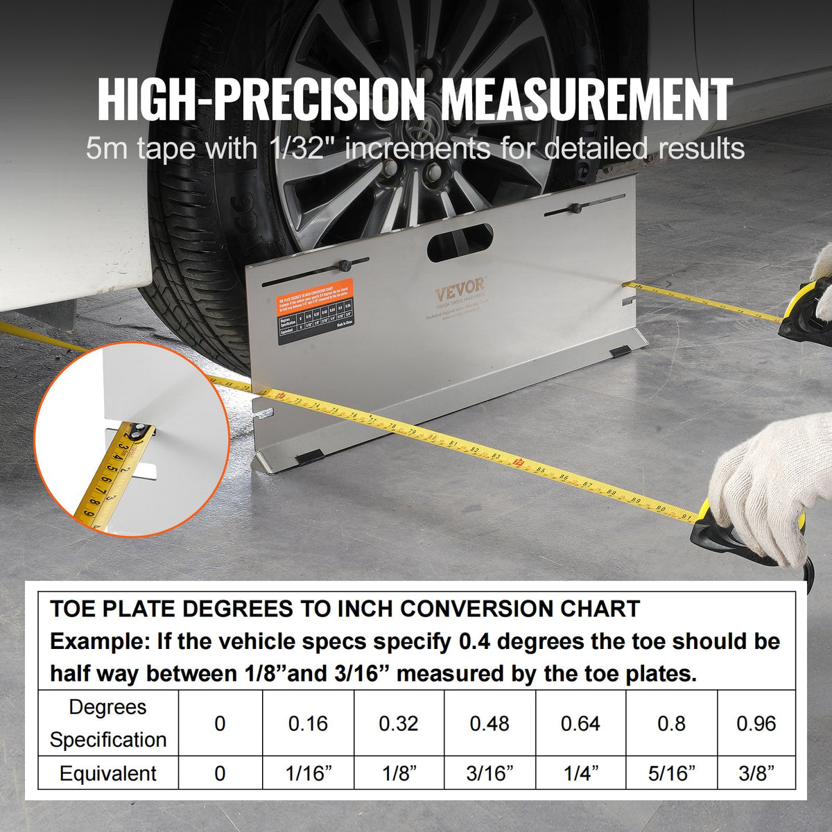 Wheel Alignment Tool, 2-Pack Alignment Tool Toe Plates, Stainless Steel Toe Angle Measurement Tool Plate, 4 Alignment Rods and Magnetic Slots, Includes Measuring Tapes & Conversion Chart