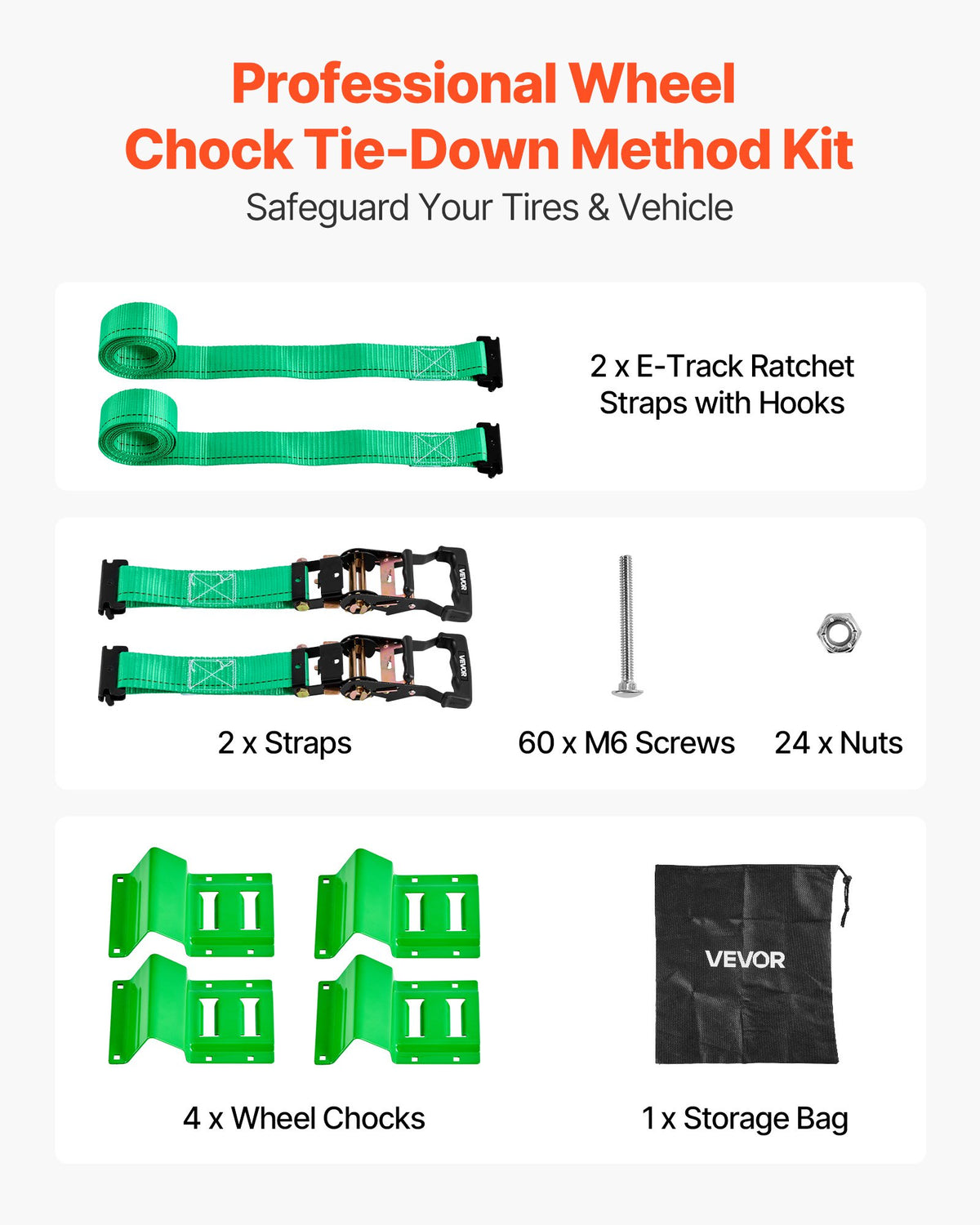 Wheel Chock Tie-Down Kit, Chock-Style Trailer Tie Down Strap, Car Tie Down Kit with Buckle, Break Strength 1986.73 kg & Working Load 662 kg Motorcycle Tie-Down System for ATVs, UTVs & Trailers