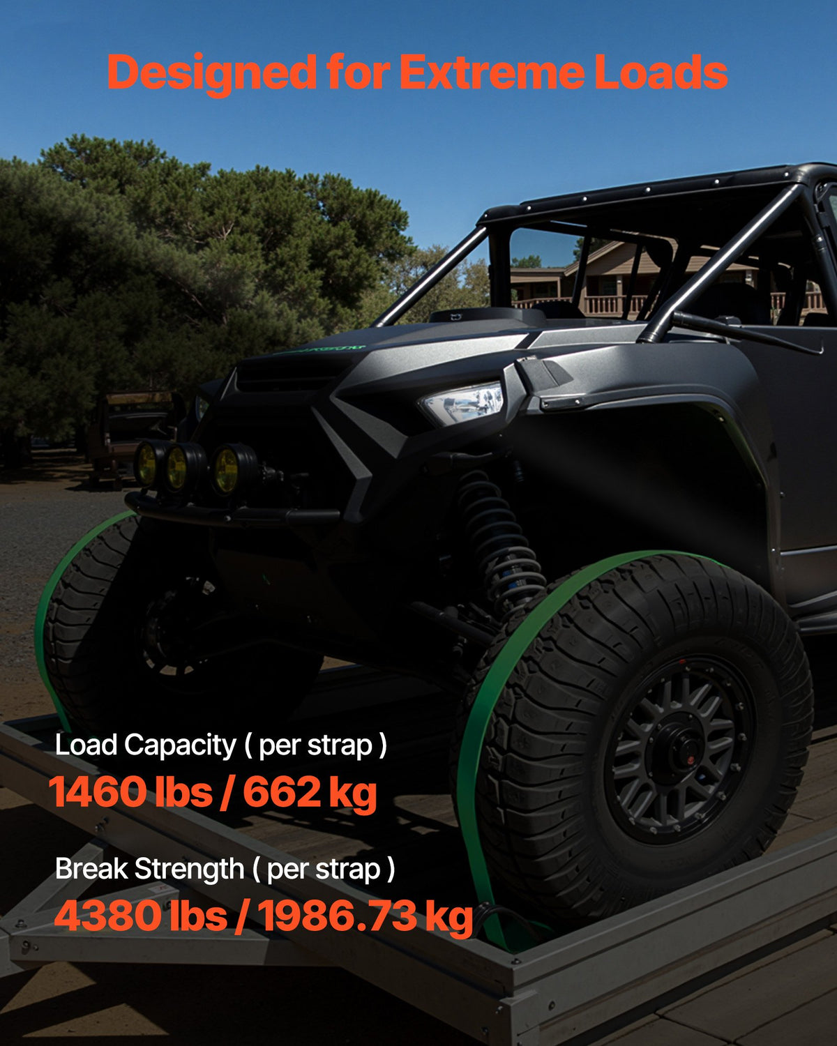 Wheel Chock Tie-Down Kit, Chock-Style Trailer Tie Down Strap, Car Tie Down Kit with Buckle, Break Strength 1986.73 kg & Working Load 662 kg Motorcycle Tie-Down System E-Hooks for ATVs, UTVs