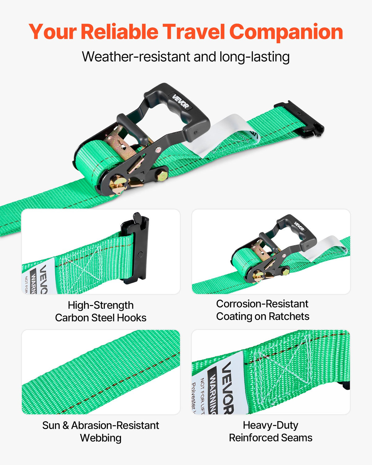 Wheel Chock Tie-Down Kit, Chock-Style Trailer Tie Down Strap, Car Tie Down Kit with Buckle, Break Strength 1986.73 kg & Working Load 662 kg Motorcycle Tie-Down System E-Hooks for ATVs, UTVs