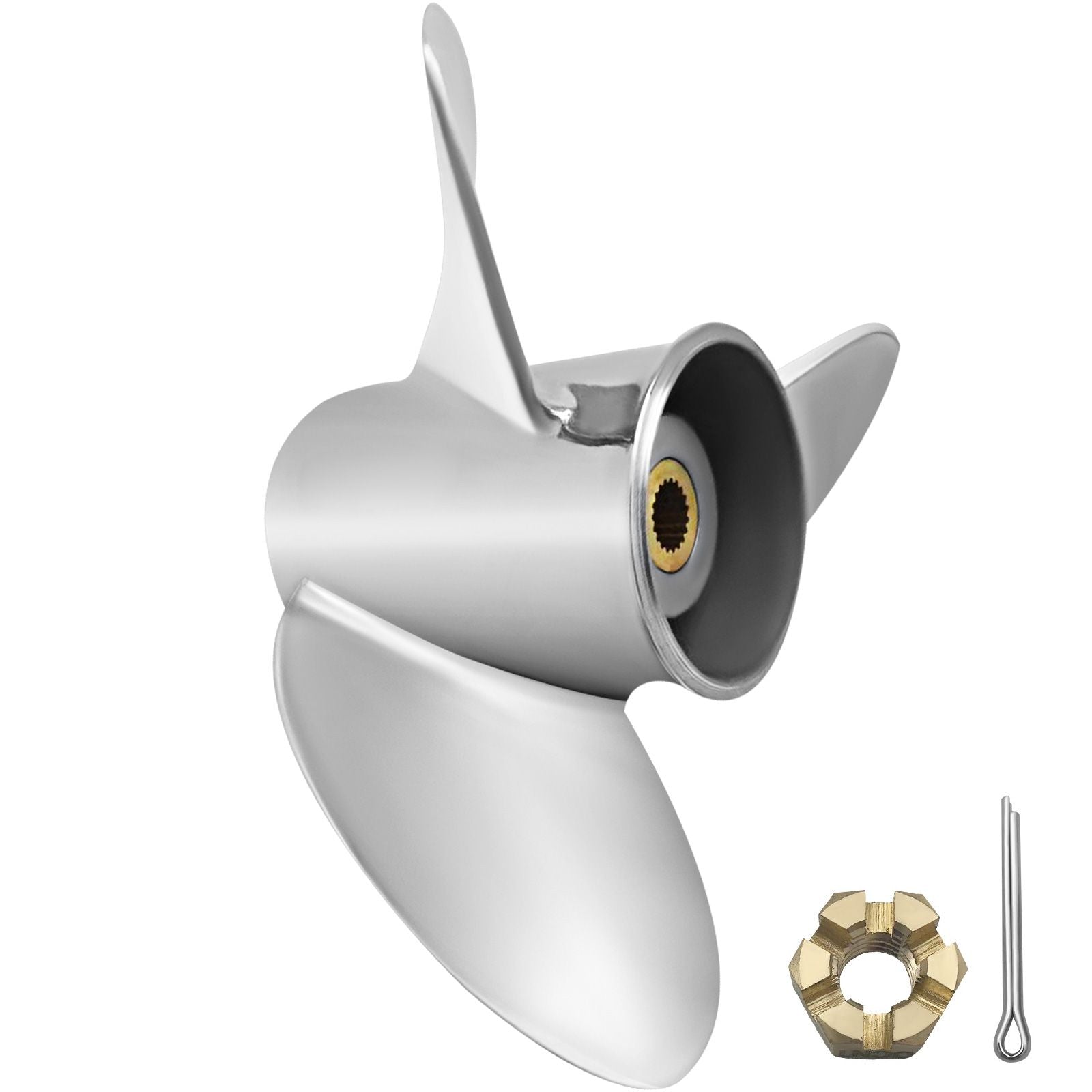 Outboard Propeller, Replace for OEM 3860709, 3-Blade 14.5\" x 21\" Pitch Steel Boat Propeller, Compatible with Volvo Penta SX Drive All Models, with 19 Tooth Splines, RH