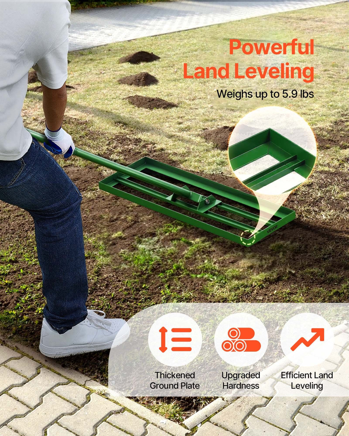 Lawn Leveling Rake, 30"x10" Level Lawn Tool, Heavy-duty Lawn Leveler with 78" Steel Extended Handle, Yard Leveling Rake Suit for Garden, Golf Lawn, Farm