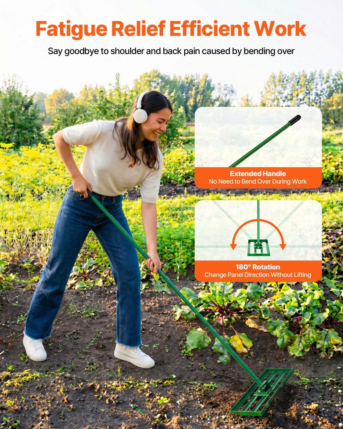 Lawn Leveling Rake, 30"x10" Level Lawn Tool, Heavy-duty Lawn Leveler with 78" Steel Extended Handle, Yard Leveling Rake Suit for Garden, Golf Lawn, Farm