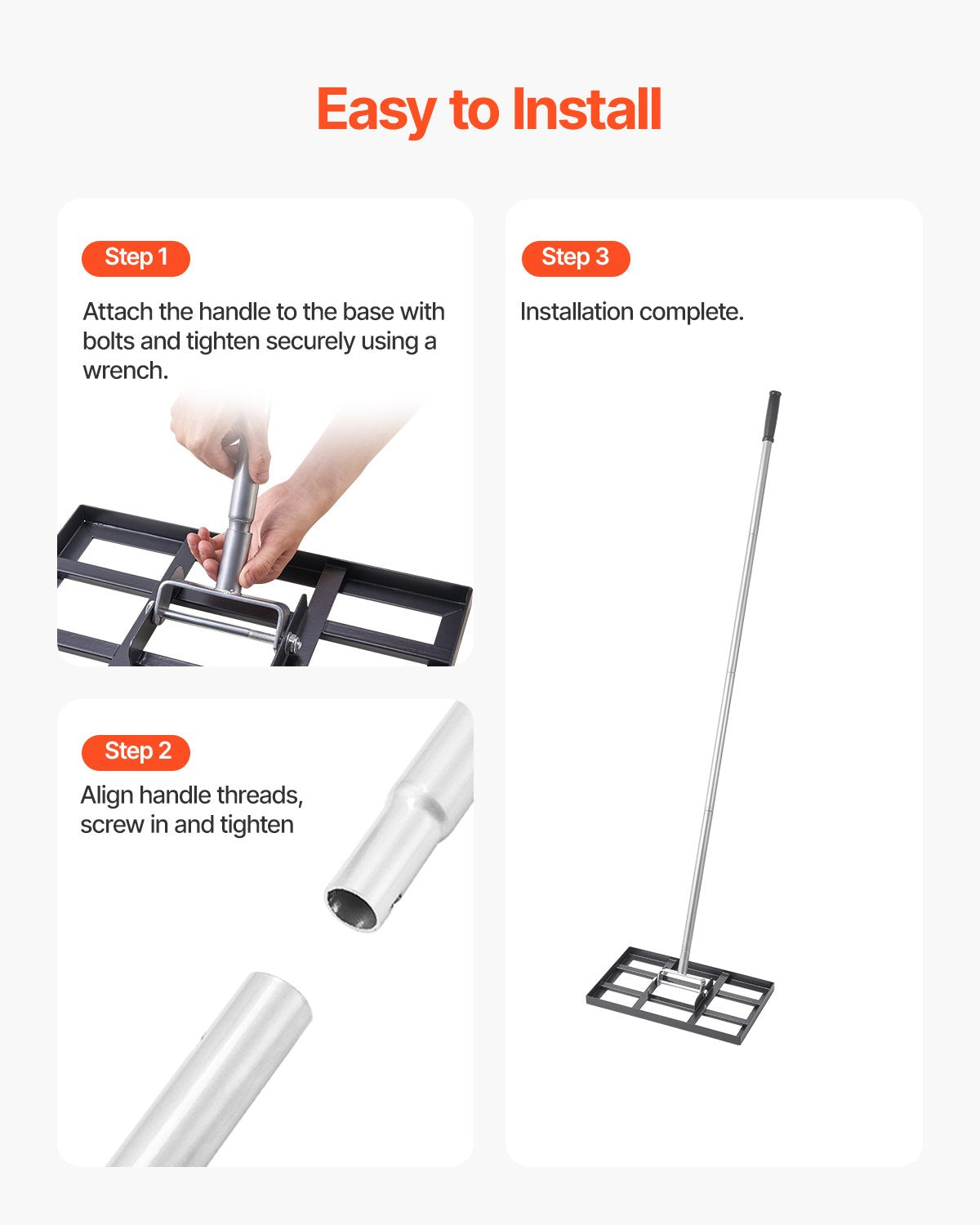 254 x 430 mm Lawn Leveling Rake 1980 mm Adjustable Handle for Yard Golf Court