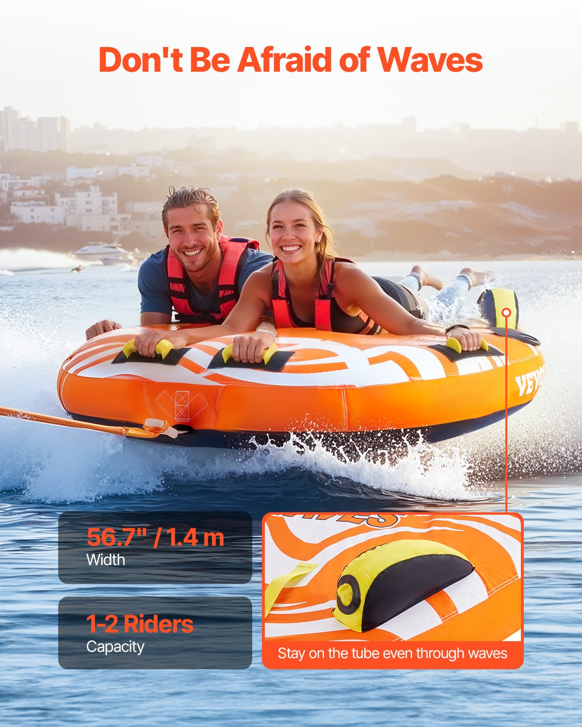 Towable Tube for Boating 1-2 Riders Inflatable Boat Tubes and Towables