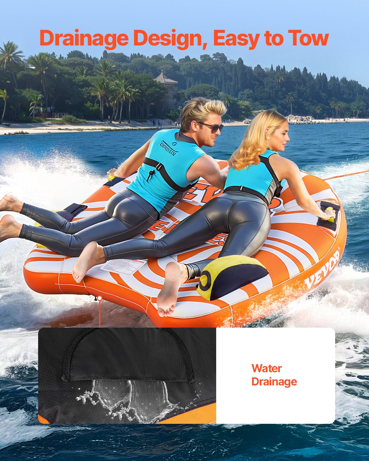 Towable Tube for Boating 1-2 Riders Inflatable Boat Tubes and Towables