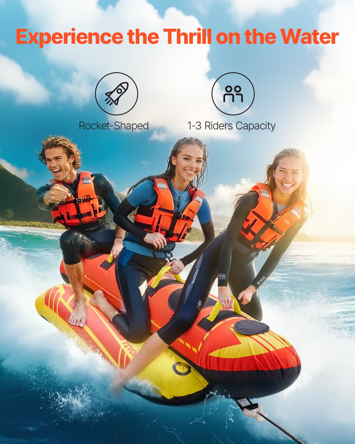 Towable Tubes for Boating 1-3 Riders Inflatable Boat Tubes Towables 510lbs