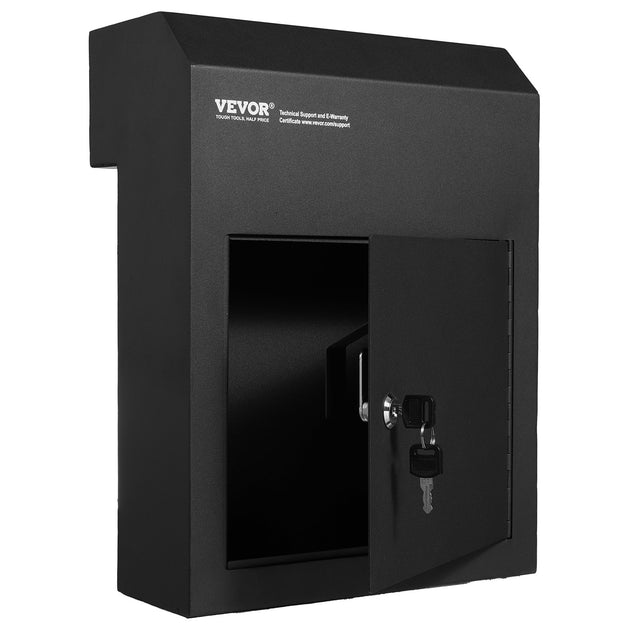 12x6x16in Steel Through-Door Key Drop Box Black