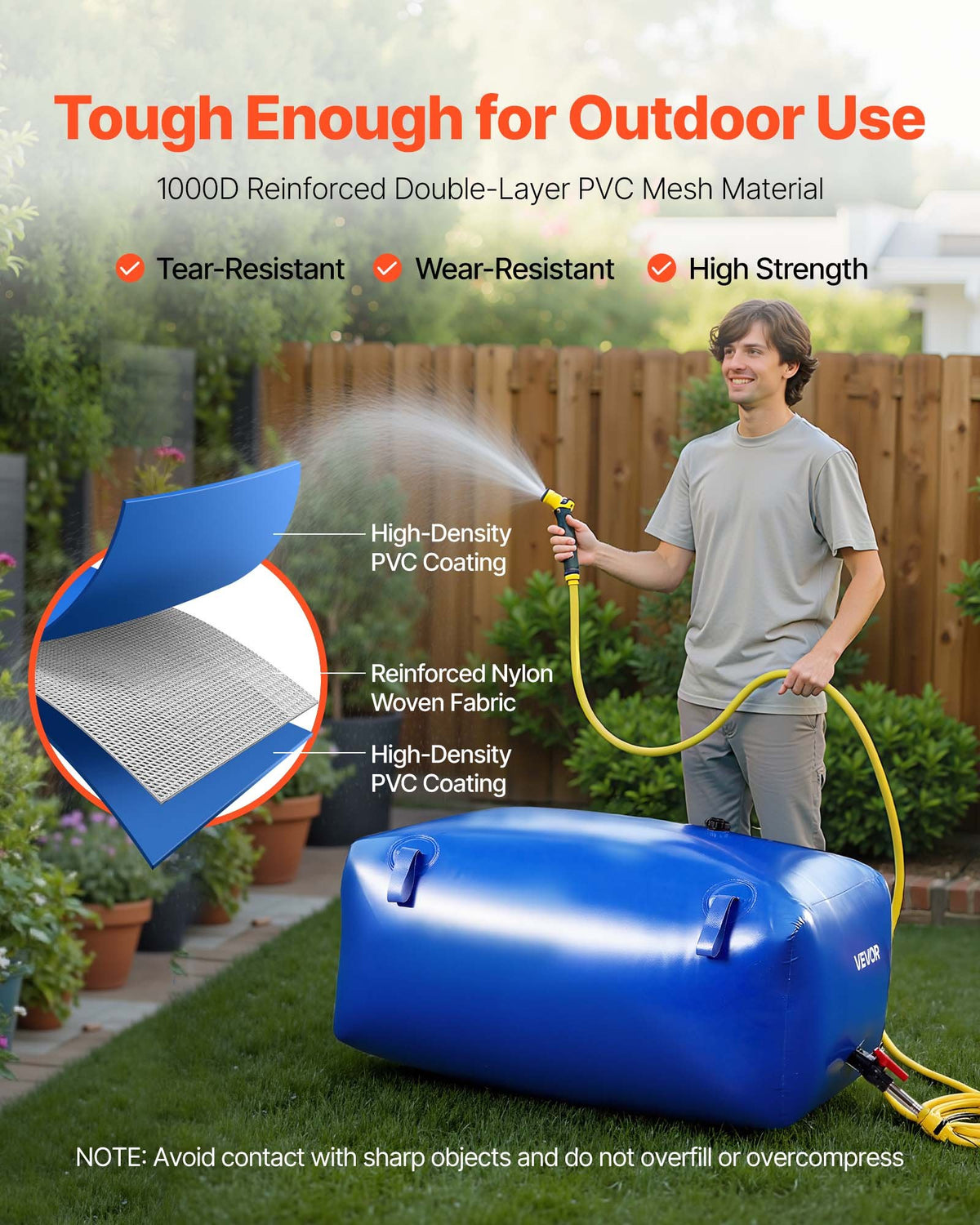 Water Storage Bladder 240L Large Capacity Water Bag, Portable & Collapsible Soft Waters Container, Leakproof & Tear-Resistant PVC Emergency Waters Storage Tank for RV Truck & Outdoor Use