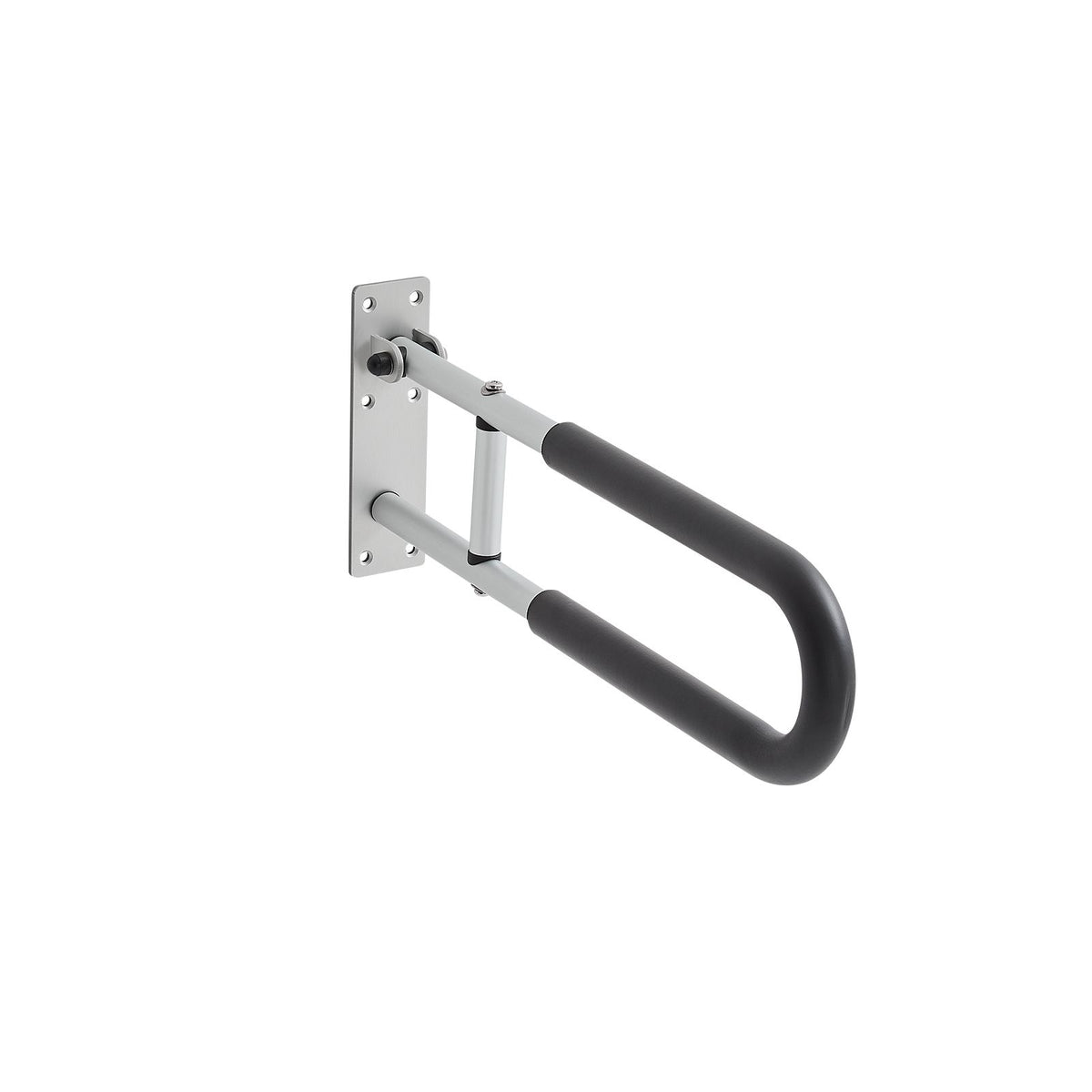 Toilet Safety Rail, 60.5 cm U-Shaped Handicap Grab Bar, Foldable Senior Safety Pole, Flip Up Toilet Grab Bars with Anti-Slip Support Handle, 136 kg Load Capacity for Elderly, Disabled, Pregnant
