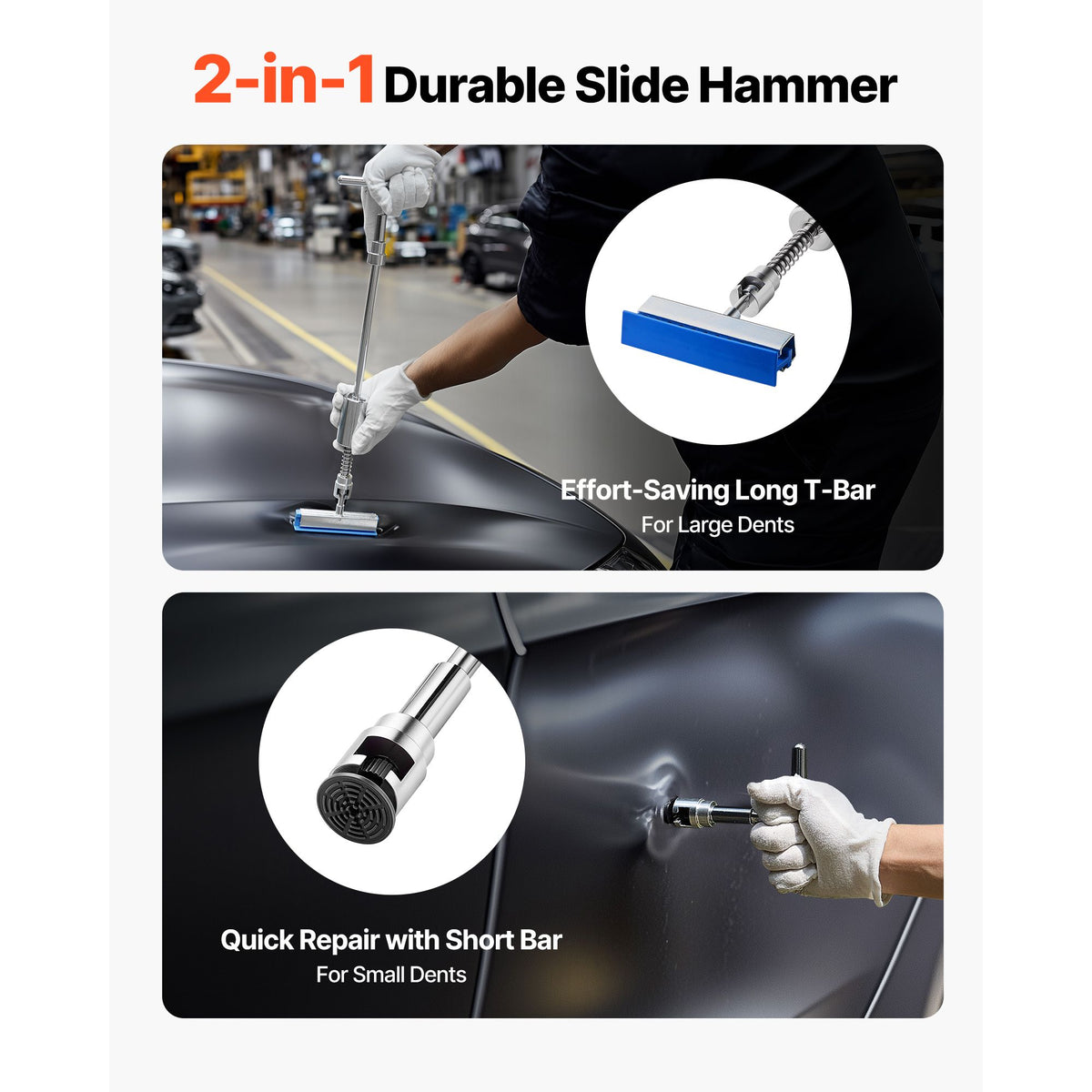 Dent Puller Kit, 61 PCS Paintless Dent Removal Kit with Golden Lifter, Slide Hammer T-Bar, Glue Gun, Auto Body Hail Damage Repair Remover Tools for Car Refrigerator Large Small Door Ding Repair