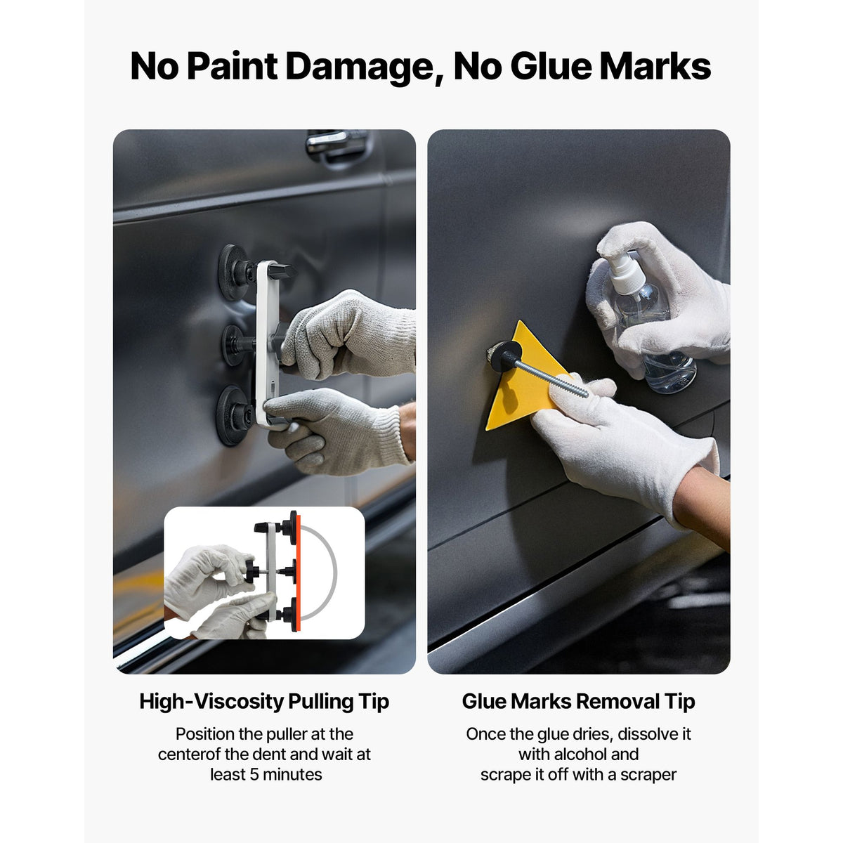 Dent Puller Kit, 60 PCS Paintless Dent Removal Kit with Golden Lifter, Bridge Puller, Rubber Hammer, Glue Gun, Auto Body Hail Damage Repair Remover Tools for Car Refrigerator Door Ding Repair