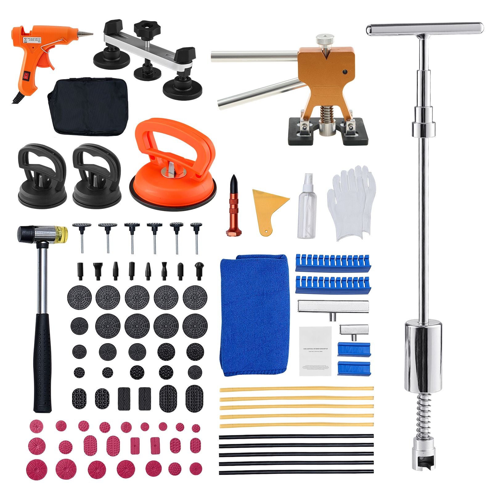 Dent Puller Kit, 100 PCS Paintless Dent Removal Kit with Golden Lifter, Bridge Puller, Slide Hammer T-Bar, Glue Gun, Auto Body Hail Damage Remover Tools for Car Refrigerator Door Ding Repair