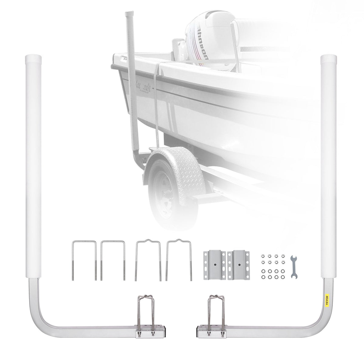 Boat Trailer Guide, 1016mm Adjustable Design Trailer Guide Poles, 2PCS High-Hardness Steel Trailer Guide-Ons, Trailer Guides with PVC Pipe Posts, for Ski Boat, Fishing Boat or Sailboat Trailer