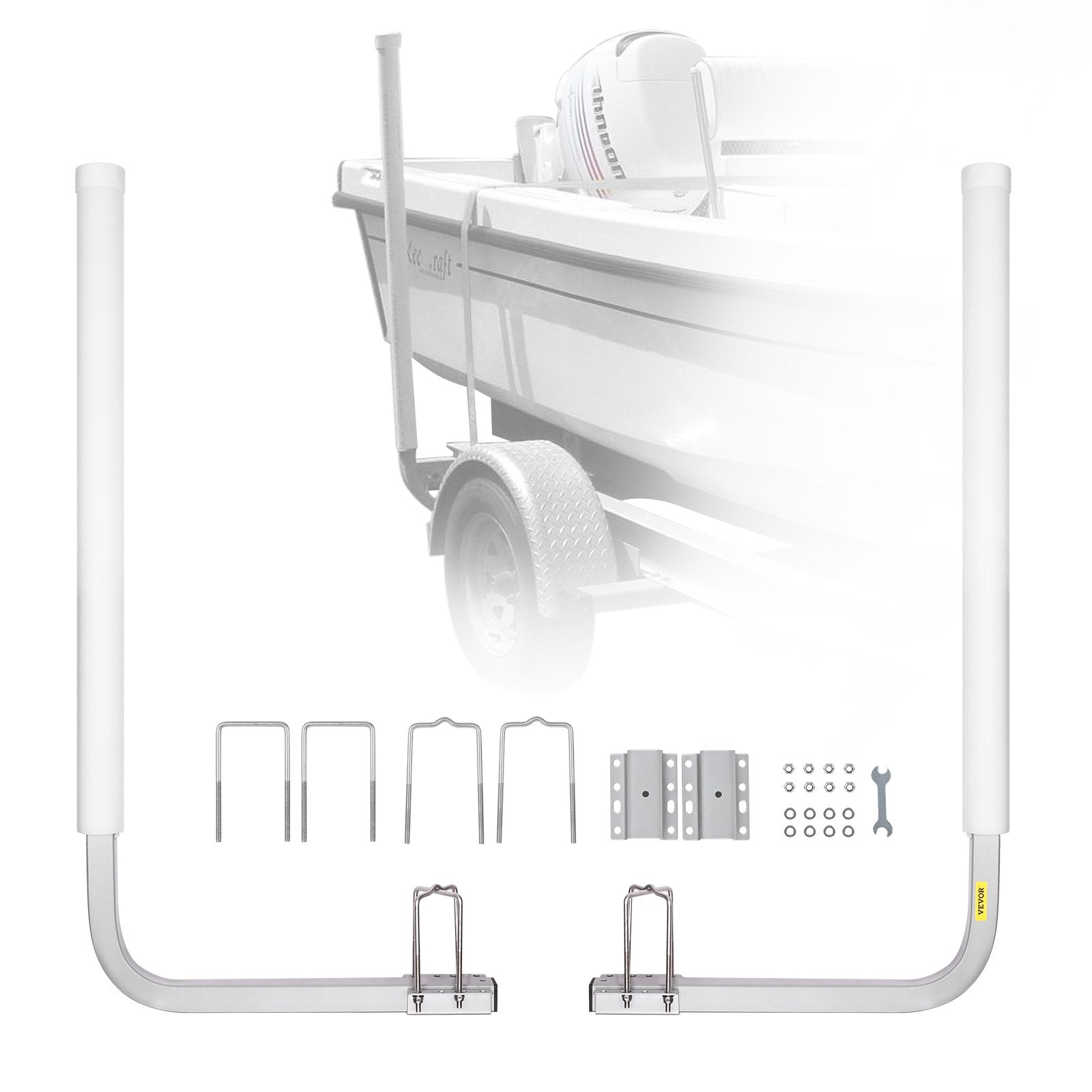 Boat Trailer Guide, 1016mm Adjustable Design Trailer Guide Poles, 2PCS High-Hardness Steel Trailer Guide-Ons, Trailer Guides with PVC Pipe Posts, for Ski Boat, Fishing Boat or Sailboat Trailer