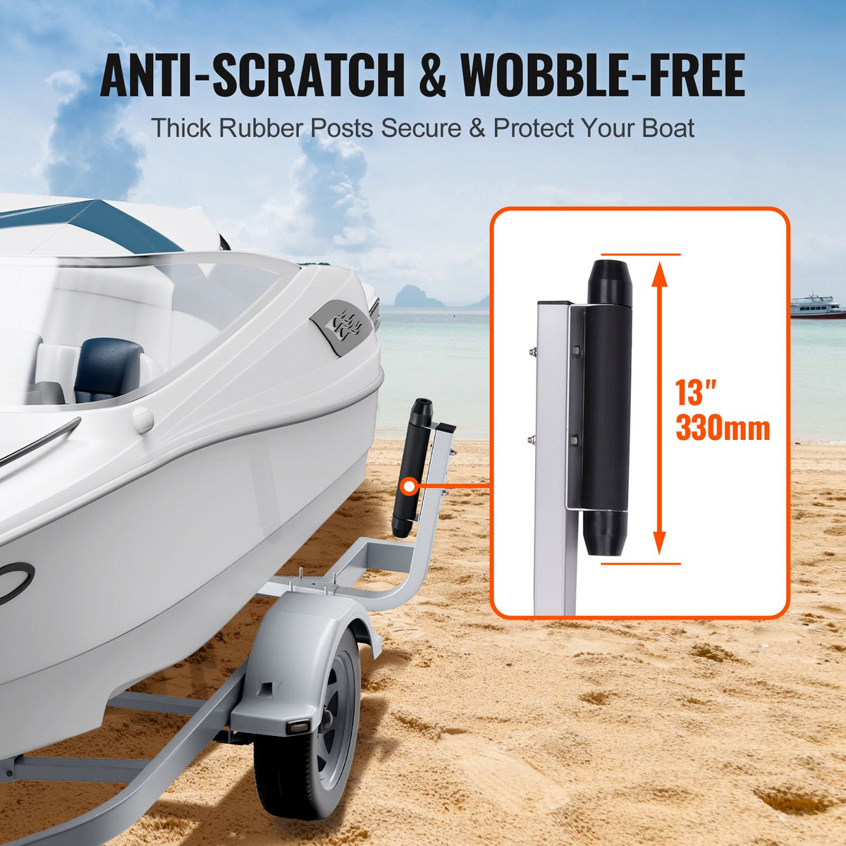 Boat Trailer Guide, 20.5” Adjustable Design Trailer Guide Poles, 2PCS Rustproof Steel Trailer Guide ons, Heavy Duty Roller Guide Design, for Ski Boat, Fishing Boat or Sailboat Trailer