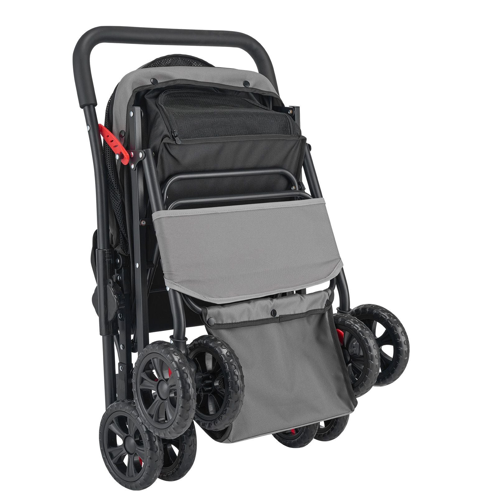 Pet Stroller, 20KG Weight Capacity, Foldable Dog Stroller Cart, 4 Wheels Cats Stroller with Mesh Windows & Revrsible Handle, Portable Pet Carrier Stroller with Brake, for Small to Medium Pets